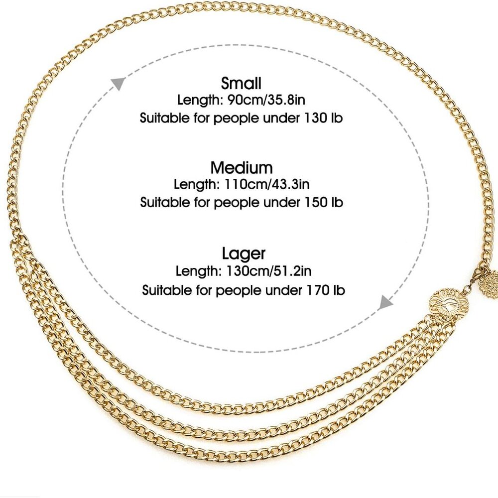 Multilayer Metal Waist Chain Dress Belts Metal Belt for Women - Picture 2 of 6